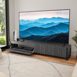 "Avf Ridgewood 2.28M Tv Stand With Drop Door, For Tvs Up To 100"" - Rustic Black Grain" - thumbnail 3