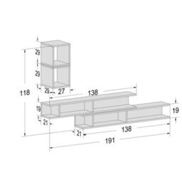 Decorotika Rimini Moduler Modern Tv Unit Wall Mount Customizable Layout High Gloss White - thumbnail 5