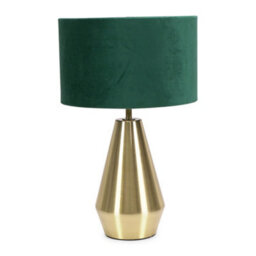 Valuelights Jax Gold Metal Touch Dimmer Table Lamp With Forest Green Velvet Shade - thumbnail 2