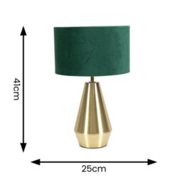 Valuelights Jax Gold Metal Touch Dimmer Table Lamp With Forest Green Velvet Shade - thumbnail 6