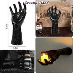 Amorly 3 Pack Life Size Reaching Creepy Hands, Wall Mounted Scary Indoor Halloween Decor, Gothic Dark Academia Ornaments - thumbnail 8
