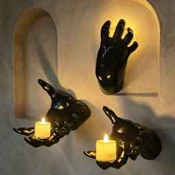 Amorly 3 Pack Life Size Reaching Creepy Hands, Wall Mounted Scary Indoor Halloween Decor, Gothic Dark Academia Ornaments - thumbnail 1