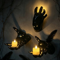 Amorly 3 Pack Life Size Reaching Creepy Hands, Wall Mounted Scary Indoor Halloween Decor, Gothic Dark Academia Ornaments - thumbnail 5