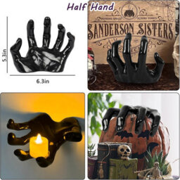 Amorly 3 Pack Life Size Reaching Creepy Hands, Wall Mounted Scary Indoor Halloween Decor, Gothic Dark Academia Ornaments - thumbnail 7