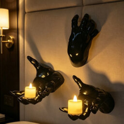 Amorly 3 Pack Life Size Reaching Creepy Hands, Wall Mounted Scary Indoor Halloween Decor, Gothic Dark Academia Ornaments - thumbnail 4