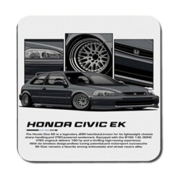 Benjamin Tate Design Honda Civic Ek Designer Artwork Placemat And Coaster Set With Wood Base Limited Edition Collection - thumbnail 3