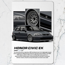 Benjamin Tate Design Honda Civic Ek Designer Artwork Placemat And Coaster Set With Wood Base Limited Edition Collection - thumbnail 2