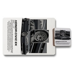 Benjamin Tate Design Honda Civic Ek Designer Artwork Placemat And Coaster Set With Wood Base Limited Edition Collection