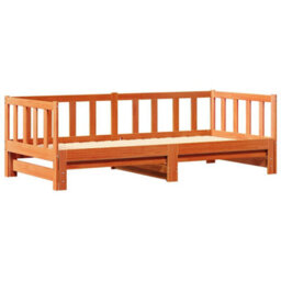 Berkfield Pull-Out Day Bed Without Mattress Wax Brown 2X(90X190) Cm - thumbnail 2