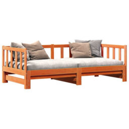 Berkfield Pull-Out Day Bed Without Mattress Wax Brown 2X(90X190) Cm - thumbnail 4
