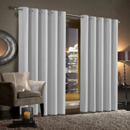 Ameha Plain Thermal Thick Blackout Curtains Ready Made Eyelet Ring Top Light Grey Curtain Pair 90X90 With Tiebacks Home Decor Uk - thumbnail 7
