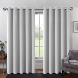 Ameha Plain Thermal Thick Blackout Curtains Ready Made Eyelet Ring Top Light Grey Curtain Pair 90X90 With Tiebacks Home Decor Uk - thumbnail 2