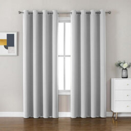 Ameha Plain Thermal Thick Blackout Curtains Ready Made Eyelet Ring Top Light Grey Curtain Pair 90X90 With Tiebacks Home Decor Uk - thumbnail 1