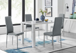 Furniturebox Pivero White High Gloss Dining Table And 4 Elephant Grey Milan Chairs Set - thumbnail 1