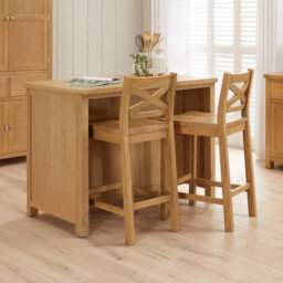 The Furniture Market Marbury Solid Oak Cross Back Kitchen Counter Bar Stool Comfortable Contoured Oak Seat Compatible With Tie On Fabric Seat Cushions - thumbnail 4