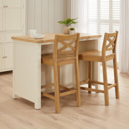 The Furniture Market Marbury Solid Oak Cross Back Kitchen Counter Bar Stool Comfortable Contoured Oak Seat Compatible With Tie On Fabric Seat Cushions - thumbnail 7