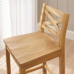 The Furniture Market Marbury Solid Oak Cross Back Kitchen Counter Bar Stool Comfortable Contoured Oak Seat Compatible With Tie On Fabric Seat Cushions - thumbnail 3