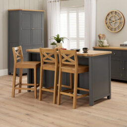The Furniture Market Marbury Solid Oak Cross Back Kitchen Counter Bar Stool Comfortable Contoured Oak Seat Compatible With Tie On Fabric Seat Cushions - thumbnail 8