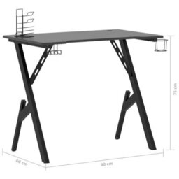 Vidaxl Gaming Desk With Y Shape Legs Black 90X60X75 Cm - thumbnail 9