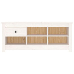 Berkfield Shoe Cabinet White 110X38X45.5 Cm Solid Wood Pine - thumbnail 3