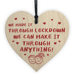 Red Ocean Novelty Gift For Boyfriend Husband Wooden Heart Anniversary Lockdown Gifts For Him Her - thumbnail 1
