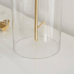Furniturebox Nora Contemporary Clear Glass Table Lamp With Gold Chrome Details And Cream Shade Including A Rated Energy Efficient Led Bulb - thumbnail 4