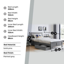 Furniturebox Uk Azure Grey Wooden Solid Pine Quality Single Bed With Windsor Medium-Firm Coil Sprung Mattress (No Drawers) - thumbnail 7