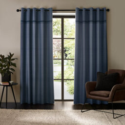 Catherine Lansfield Melville 66X90 Inch Lined Eyelet Curtains Two Panels Blue - thumbnail 2