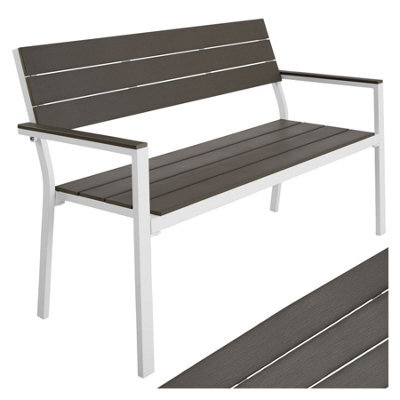 Tectake Line 2-Seater Garden Bench With Aluminum Frame, 128X59X88 Cm - Light Grey/white - image 1