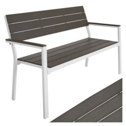 Tectake Line 2-Seater Garden Bench With Aluminum Frame, 128X59X88 Cm - Light Grey/white - thumbnail 1