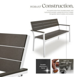 Tectake Line 2-Seater Garden Bench With Aluminum Frame, 128X59X88 Cm - Light Grey/white - thumbnail 4