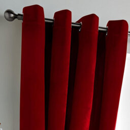Luxury Living Velvet Thermal Blackout Eyelet Curtains Ready Made Pair Red - thumbnail 6