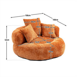 Abrihome Lazy Sofa Durable Comfort Lounger - High Back Chenille Bean Bag Chair With 3 Pillows, Indoor/outdoor Single Gaming Couch, Orange - thumbnail 7