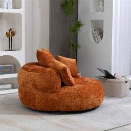 Abrihome Lazy Sofa Durable Comfort Lounger - High Back Chenille Bean Bag Chair With 3 Pillows, Indoor/outdoor Single Gaming Couch, Orange - thumbnail 8