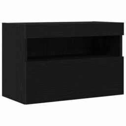 Berkfield Modern Tv Wall Cabinet With Led Lights Black Oak 60X30X40 Cm - thumbnail 8
