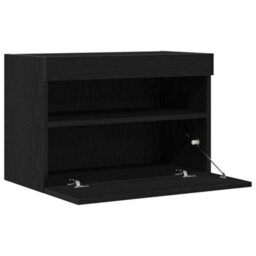 Berkfield Modern Tv Wall Cabinet With Led Lights Black Oak 60X30X40 Cm - thumbnail 7
