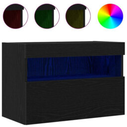 Berkfield Modern Tv Wall Cabinet With Led Lights Black Oak 60X30X40 Cm - thumbnail 4
