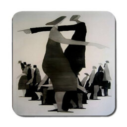 Benjamin Tate Design Designer Artwork 12 Piece Placemats And Coasters Set With Wood Base Abstract Black And White Collection - thumbnail 3