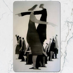 Benjamin Tate Design Designer Artwork 12 Piece Placemats And Coasters Set With Wood Base Abstract Black And White Collection - thumbnail 2
