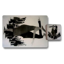 Benjamin Tate Design Designer Artwork 12 Piece Placemats And Coasters Set With Wood Base Abstract Black And White Collection - thumbnail 1