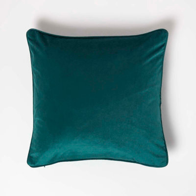 Homescapes Green Filled Velvet Cushion With Piped Edge 46 X 46 Cm - image 1