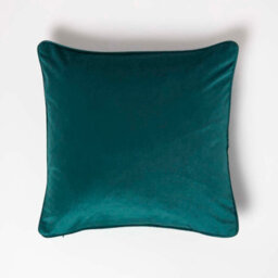 Homescapes Green Filled Velvet Cushion With Piped Edge 46 X 46 Cm - thumbnail 1