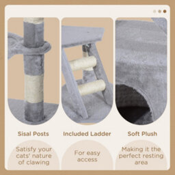 Pawhut 125Cm Cat Tree For Indoor Cats, Kitten Scratching Post, Grey - thumbnail 5