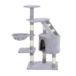 Pawhut 125Cm Cat Tree For Indoor Cats, Kitten Scratching Post, Grey - thumbnail 2