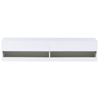 Wyld and Coco Aurorahome Wide Tv Stand White Mdf With Remote-Controlled Led Lighting And Cable Management - W140 X D35 X H30Cm - image 1