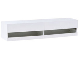 Wyld and Coco Aurorahome Wide Tv Stand White Mdf With Remote-Controlled Led Lighting And Cable Management - W140 X D35 X H30Cm - thumbnail 3