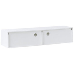 Wyld and Coco Aurorahome Wide Tv Stand White Mdf With Remote-Controlled Led Lighting And Cable Management - W140 X D35 X H30Cm - thumbnail 6
