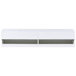 Wyld and Coco Aurorahome Wide Tv Stand White Mdf With Remote-Controlled Led Lighting And Cable Management - W140 X D35 X H30Cm - thumbnail 1