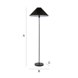 Valuelights Akira Black Metal Floor Lamp With Pleated Lampshade - Led Bulb Included - thumbnail 9