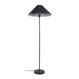 Valuelights Akira Black Metal Floor Lamp With Pleated Lampshade - Led Bulb Included